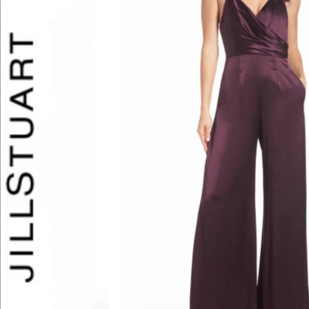 Jill Stuart Wrap Look Satin Jumpsuit